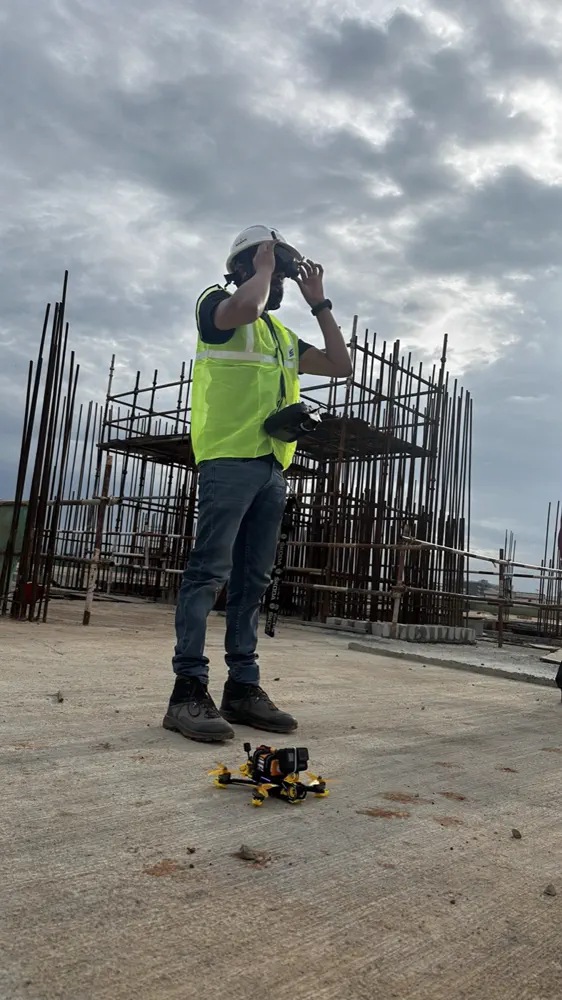 FPV drone operations on a construction site